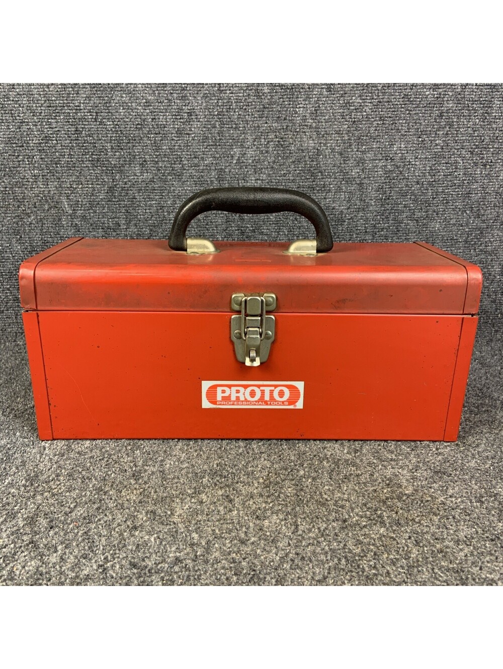 Vintage Proto Metal Tool Box Red 15 in Lockable With Removable Tray Storage Case
